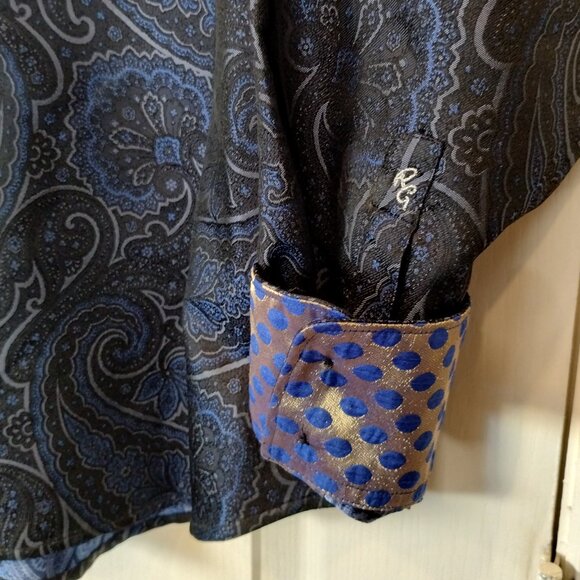 Robert Graham Limited Edition Silk Blue Paisley Shirt Size L - Picture 6 of 14